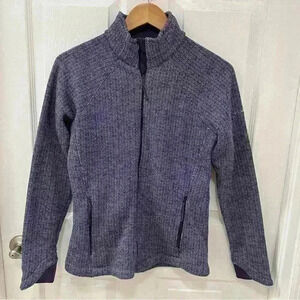 Ladies Columbia Purple & White Herringbone Fleece Lined Full Zip Jacket size Med